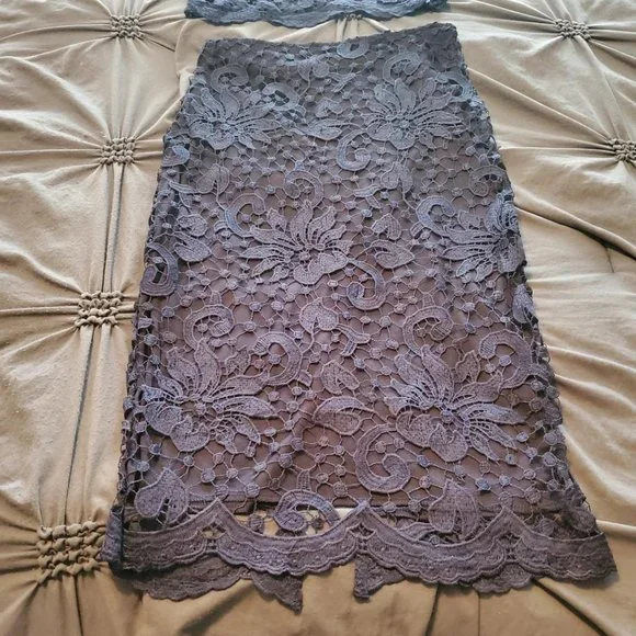 AX Paris Women's short sleeve crochet 2 piece navy dress - Picture 8 of 10